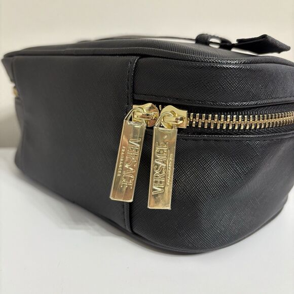 Versace Train Style makeup bag with brush holders Greek Key Gold Logo - Picture 5 of 9